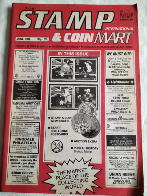 June 1988 Stamp International & Coin Mart magazine.