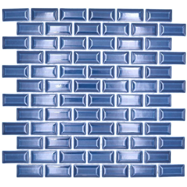 Azulejos de mosaico de cerámica vendaje de pared compuesto liso azul cobalto ducha baño | 10 alfombras