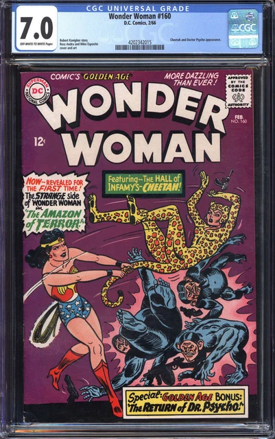 Wonder Woman #160 Cgc 7.0 Ow/Wh Pages // Dc Comics 1966