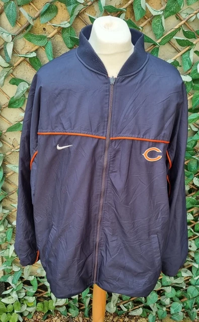 Nike Chicago Bears Jacket Mens 2XL Blue Full Zip Windbreaker Authentic NFL Logo