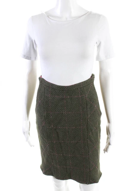 Diane Von Furstenberg Womens Side Zip Knit Pencil Skirt Green Size 8