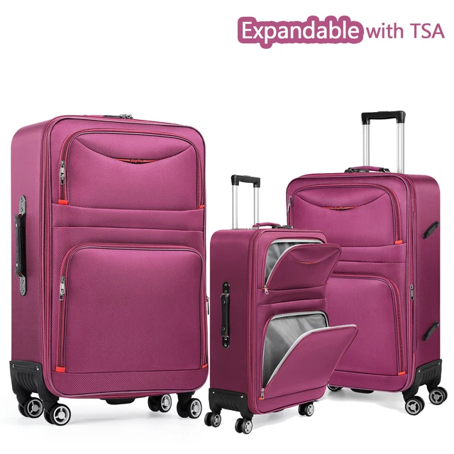 Luggage 3 Piece Set Suitcase Spinner Softshell Lightweight Expandable w/TSA Lock