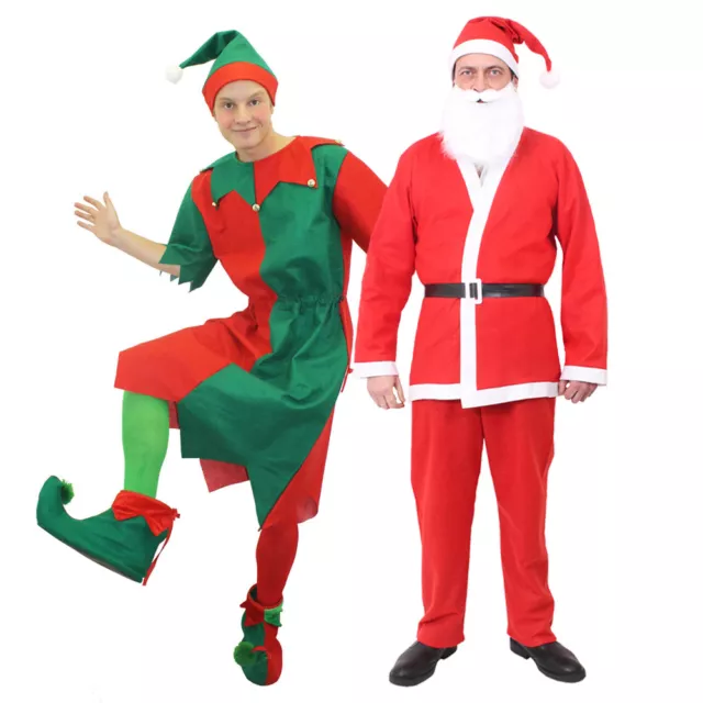 Adulto Budget Santa O Elf Christmas Worker Helper Uomo Donna Abito Elegante