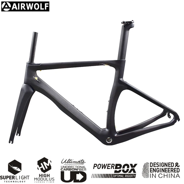 AIRWOLF AERO CARBON Fiber Road Bike Frame Disc/V Brake Frameset 3K BSA