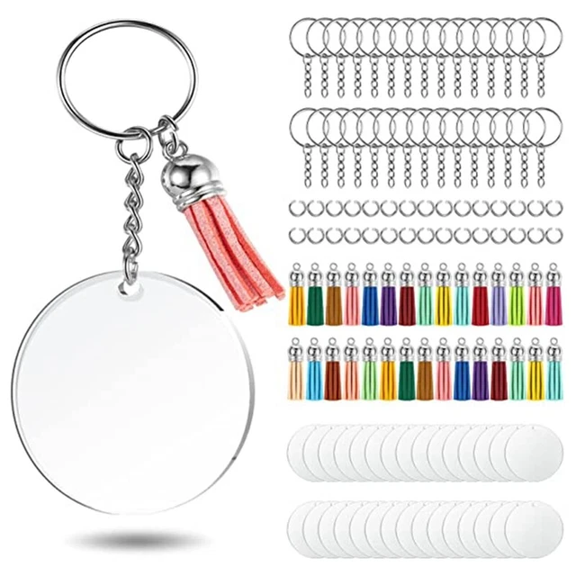 Acryl SchlüSsel AnhäNger Rohling Set, Transparent Runde Acryl Rohling Bulk 4046