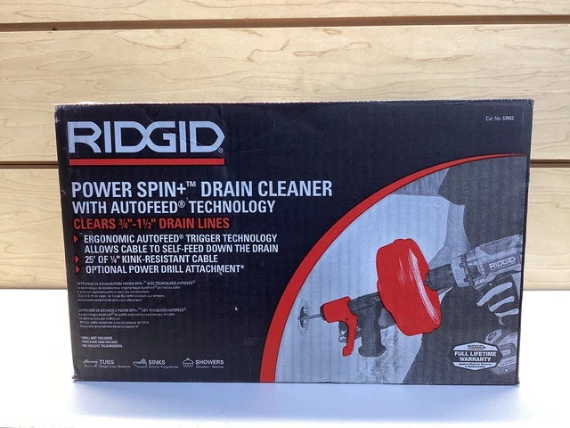 RIDGID Drain Auger Plumbing Snake Cable Unclog Sink Tub Shower Drill Hand Power