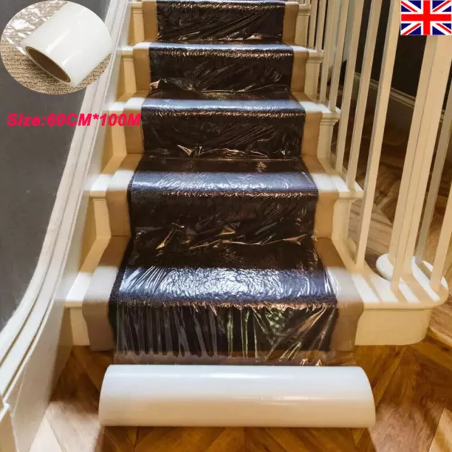 100M Roll Self Adhesive Home Carpet Floor Protector Film Cover Protection Dus UK