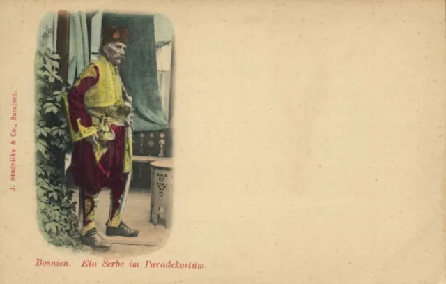 bosnia and herzegovina, Serb in Parade Costume (1900s) Postcard
