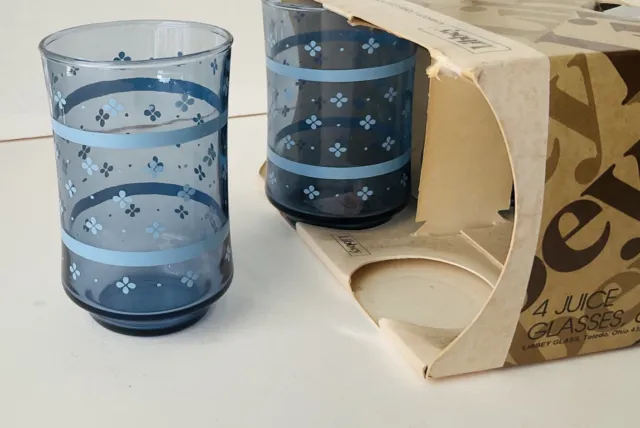 Vntg Libbey Juice Glasses Set of 4 Nordic Needlepoint Dots Decorated