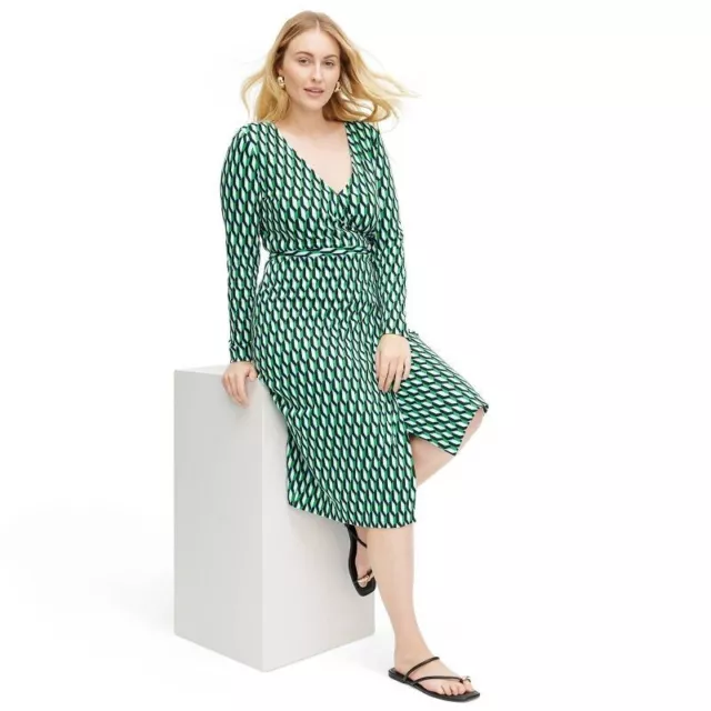DVF Diane Von Furstenberg Target Long Sleeve Midi Wrap Dress Size Medium