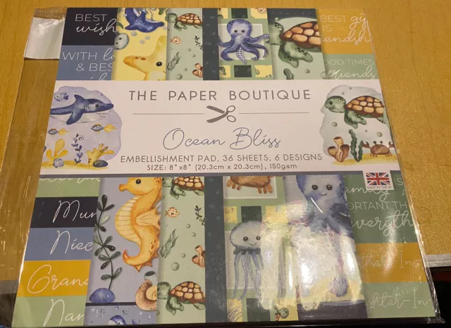 The Paper Boutique - Ocean Bliss Verzierungspad - 8x8 36 Blatt - Neu