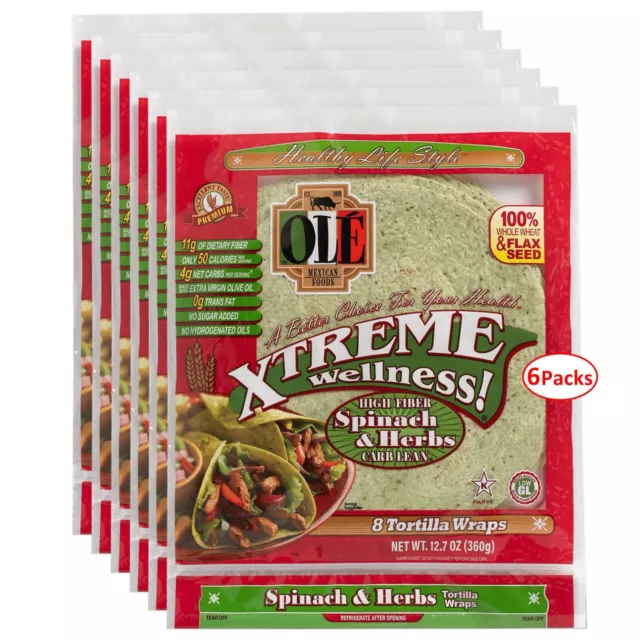 Ole Xtreme Wellness™ 8" Spinach Tortilla Wraps - 8 Count - 12.7 oz. - 6 Packs