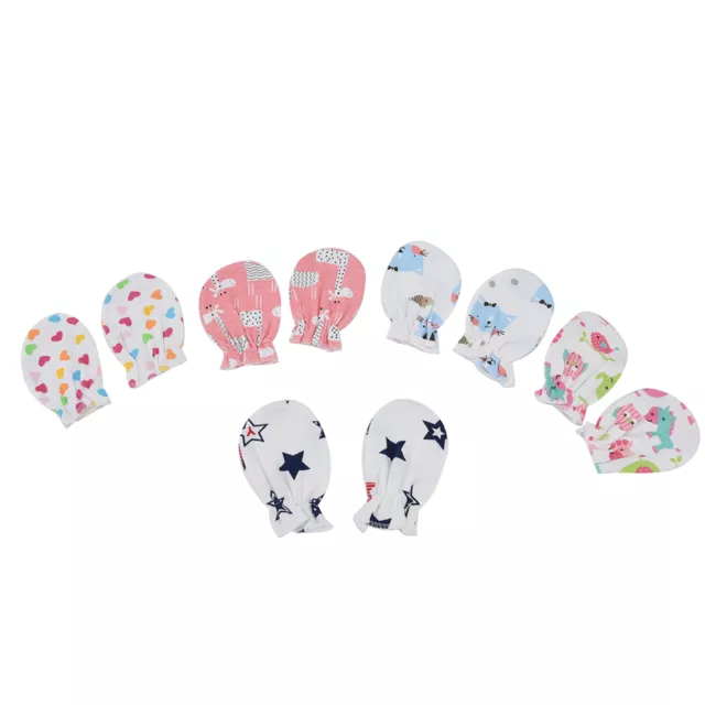 5 Pairs Newborn Baby No-Scratch Mittens Soft Cartoon Pattern Infant Mitts Gloves