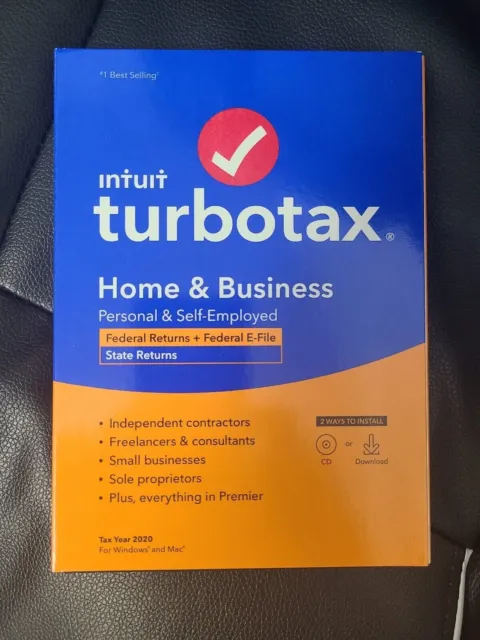 Turbotax Home & Business 2020 Federal + State Returns Personal & Self Employed
