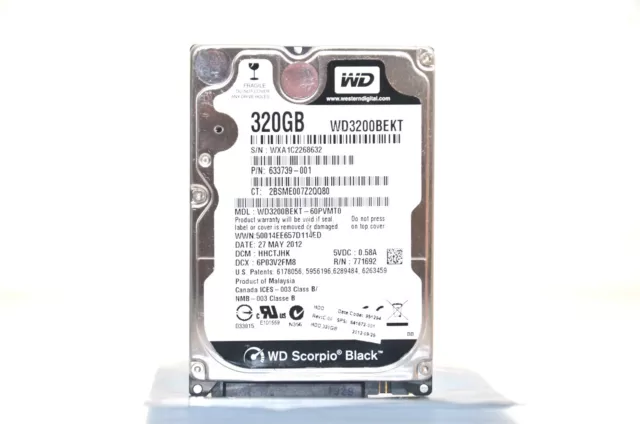 Disque Dur HDD WESTERN DIGITAL Black WD3200BEKT 320GB/2.5"/SATA/16Mo/7200tr