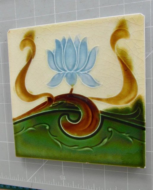 Art Nouveau period relief moulded tile  6"x6'  c1906/8