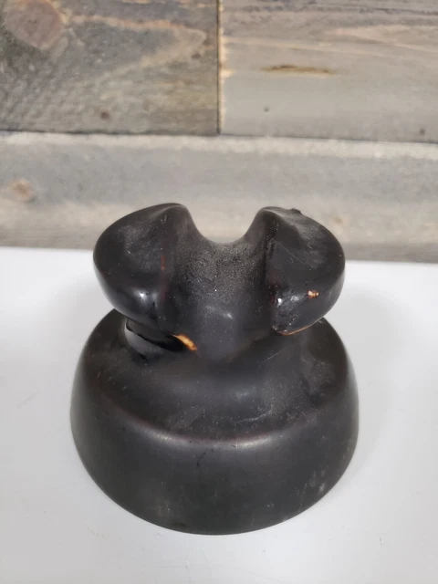 Vintage Brown Porcelain Saddleback Style Insulator