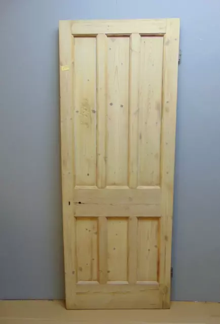 Reclaimed 29 1/2" x 77 3/4" Pine Victorian Door Wooden 6 Panel Internal  ref 215
