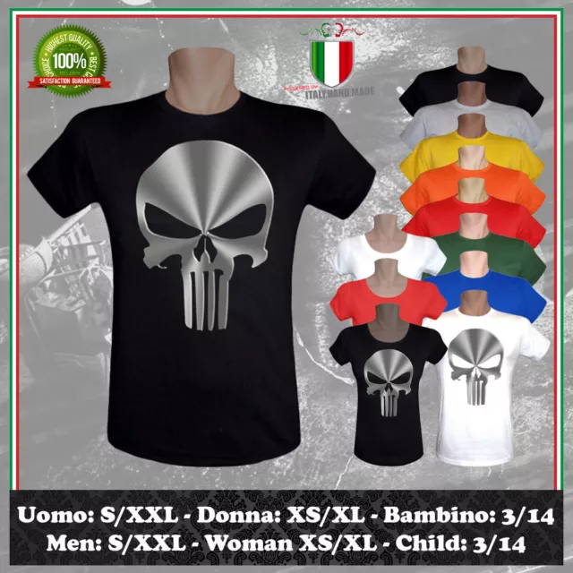 T-Shirt The Punisher Teschio Skull Ispirata Serie Cult Movie Uomo Donna Bambino
