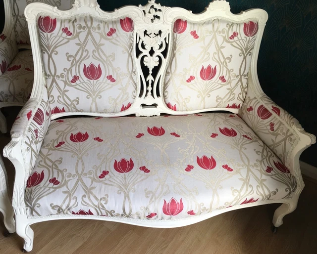 Late Victorian / Edwardian Sofa / Settee in Mackintosh Style Upholstery 2