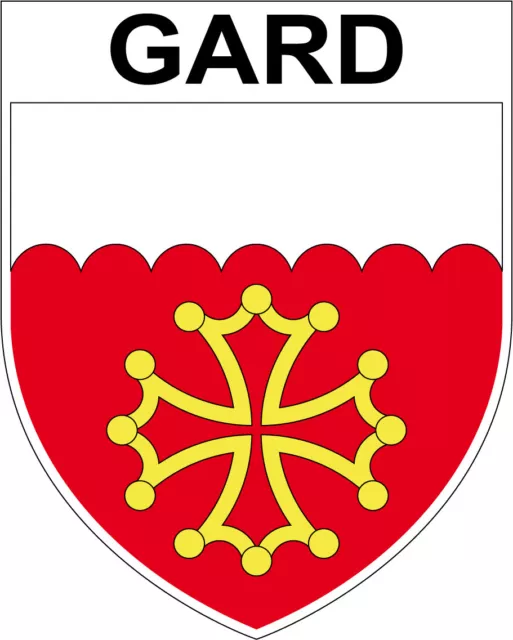 GARD 1 x GRAND ECUSSON  Autocollant GARD 9x8cm sticker BLASON département 30