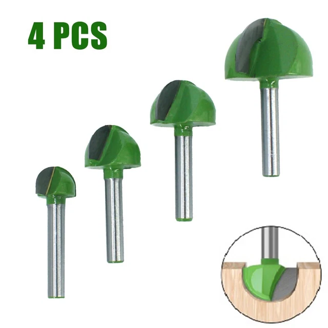 4Pcs 6mm Shank Round-Nose Cove Core Box Router-Bit Set 16mm,22mm,25mm,32mm