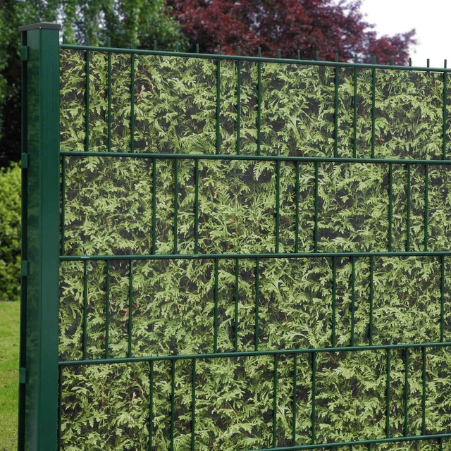 Bedruckte Zaunblende Pflanzenmotiv Thuja Hecke  | Sichtschutzzaun | Zaunstreifen