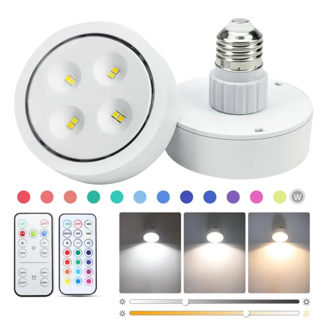 13 Colors RGB LED Puck Lights Dimmable E26/E27 Battery Bulb Magic Bulbs w Remote