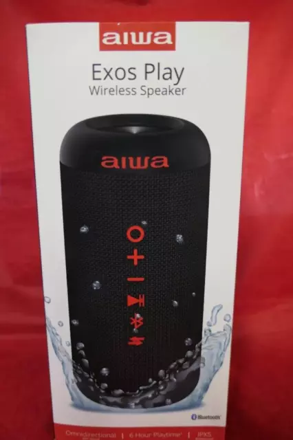 Aiwa Exos Play Wireless Speaker iPX5 Waterproof Black w Red New