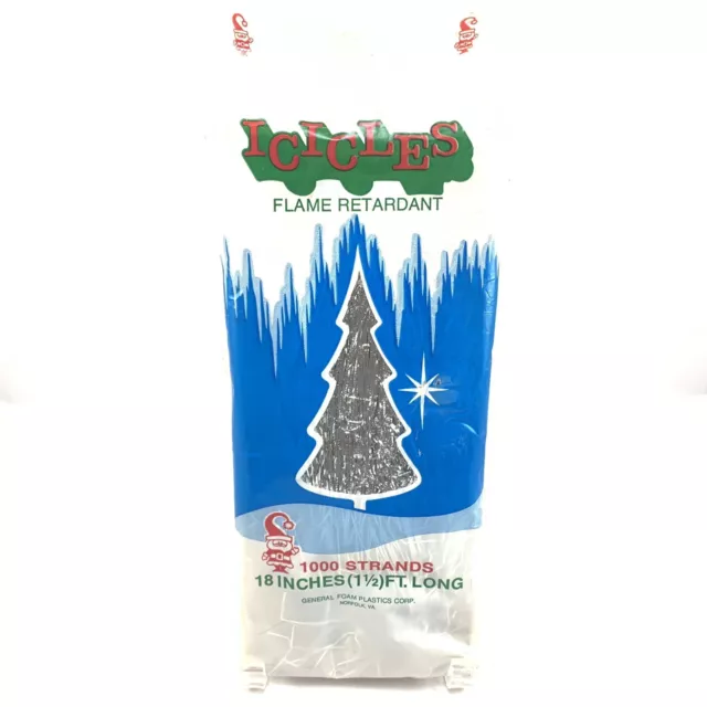VINTAGE GENERAL FOAM Plastics Christmas Silver Tinsel Icicles 1000 ...
