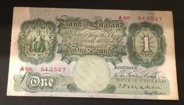 Banknote OF England One Pound. CP. Mahon A68. First Series. Excellent Condition.