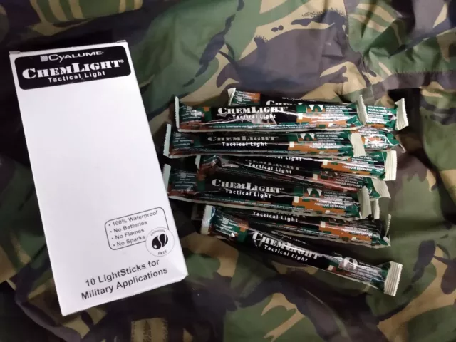 Box Of 10 British Army Cyalume Chemlight Glow Light Sticks RED 12 Hours Exp 7/26