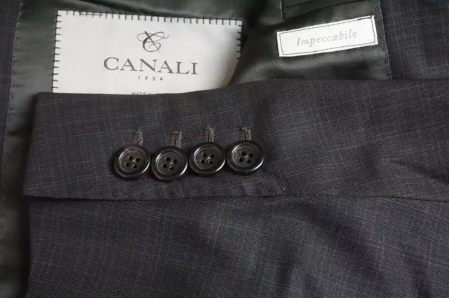 Canali 1934 CURRENT Impeccabile Dark Brown Plaid Wool 2 Pc Suit Jacket Pants 40R
