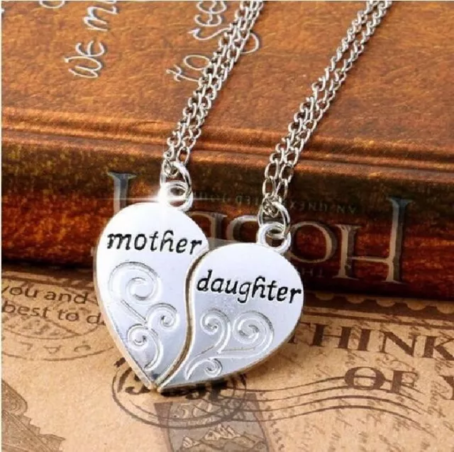 Collana madre e figlia in argento sterling 925, ciondolo per festa della  mamma, ciondolo a forma di cuore, madre e figlia, gioielli regalo per la