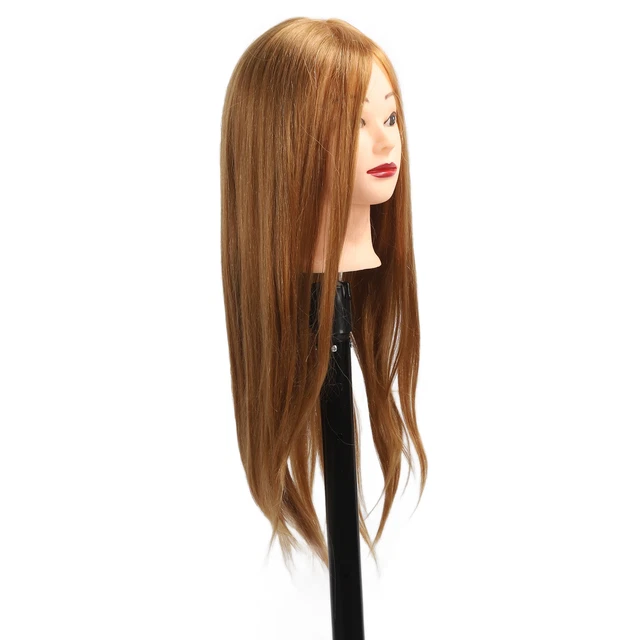 Hair Styling Mannequin Head Real Hair Wig Blending Hairdresser Training Head Ecm