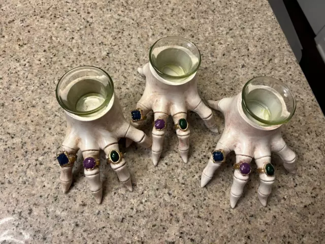 Hand Halloween Candle Witch Holder Decor Gothic Lot of 3 NEW RARE HTF