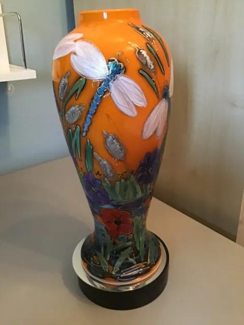 LARGE PRESTIGE Anita Harris DRAGONFLY vase Limited Edition 33cm Tall Signed