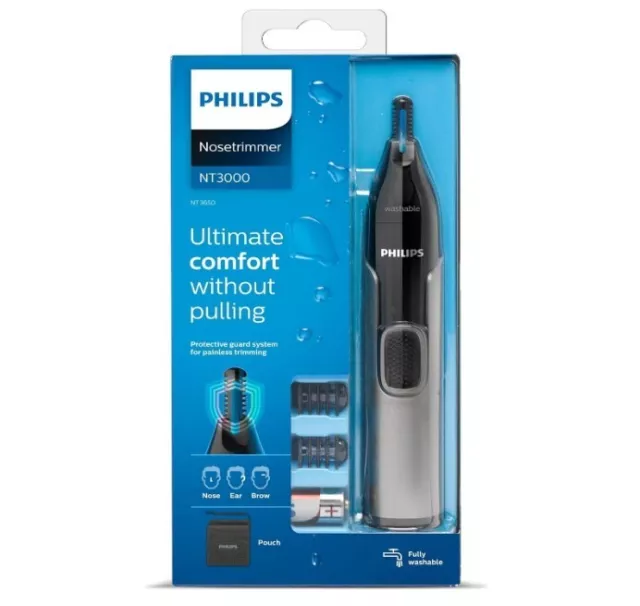 Philips Series 3000 Nose Ear Eyebrow Hair Trimmer Shaver/Comb Washable NT3650/16