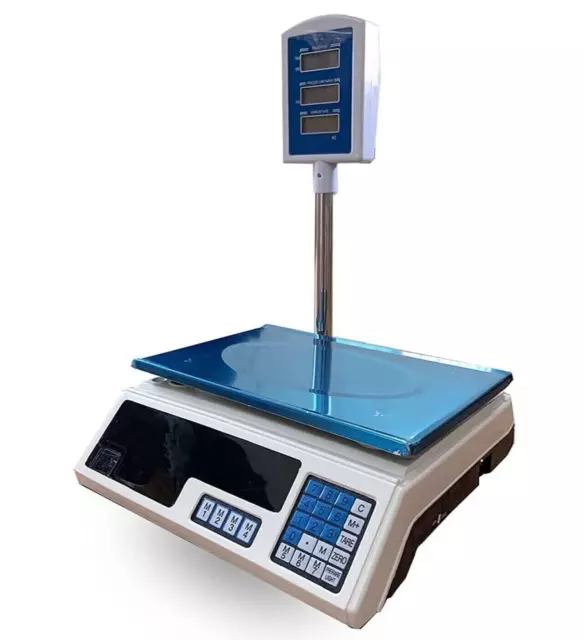 Bilancia Bascula Da Banco Elettronica Asta Prezzo 40 KG Display Su Frontee Retro
