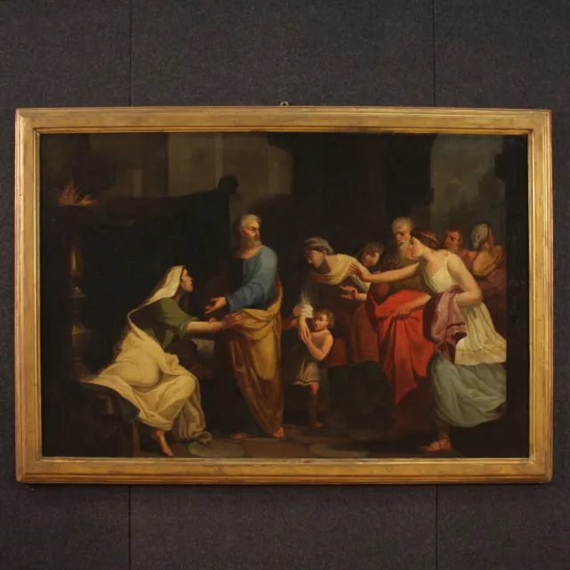 Pintura neoclasica gran cuadro antiguo oleo sobre lienzo siglo XVIII 700