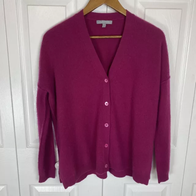 Neiman Marcus M 100% Cashmere Collection Sweater Cardigan Purple V-Neck Button