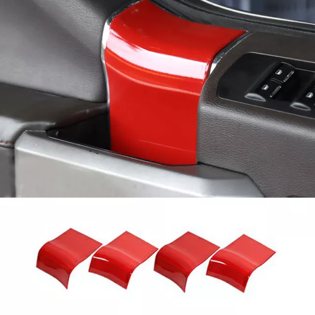 Cubierta Panel manija puerta interior roja de 4 piezas para Ford F150 2015-2020