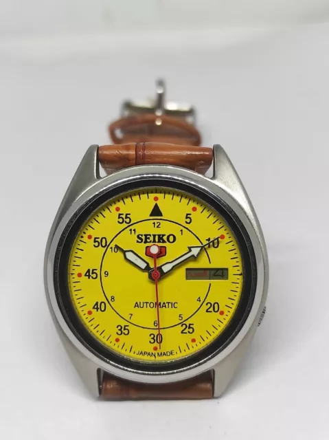 Orologio da polso da uomo vintage automatico Seiko 5 quadrante giallo...
