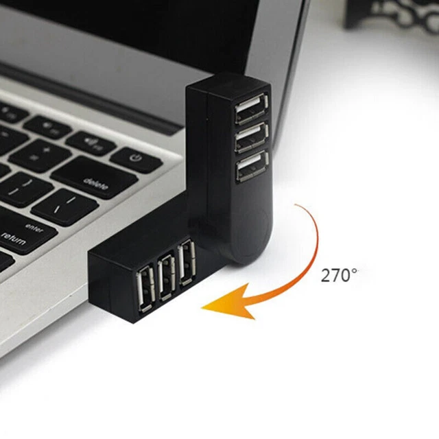 USB 2.0 Hub 3-Port Verteiler Adapter drehbar 180° PC Laptop-- Heiß Notebook M0E9