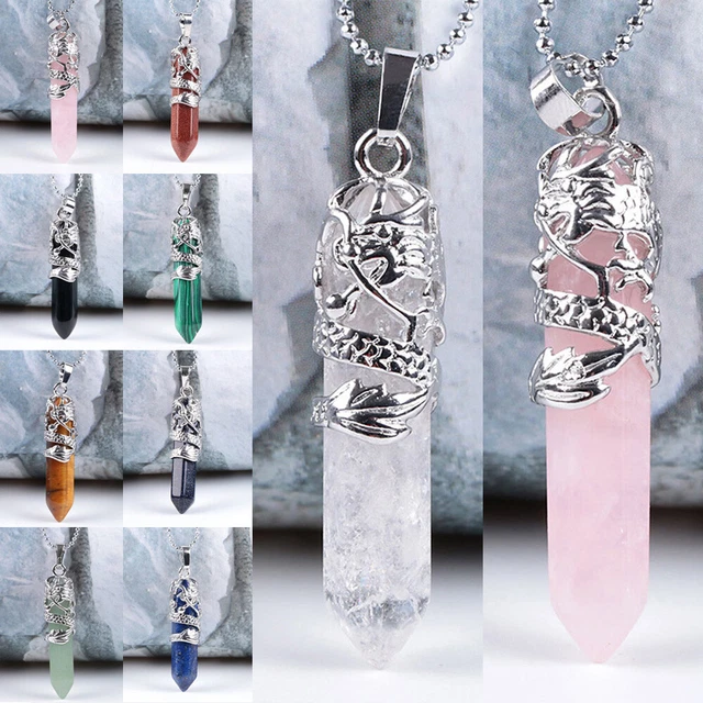 Hexagonal Natural Quartz Crystal Chakra Healing Point Pendant Necklace Jewelry 2