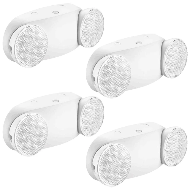 4 Pack LED Emergency Exit Lighting Fixtures with Two Heads, US Standard Adjus...