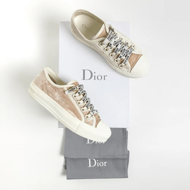 CHRISTIAN DIOR Walk’n Blush Pink Velvet Sneakers Size 38.5 US 8 Lace Up J’Adior