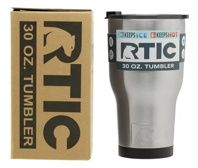 30 Oz. Double Wall Insulated Tumbler Rtic - Stainless. NIB Vacuum Seal Cup