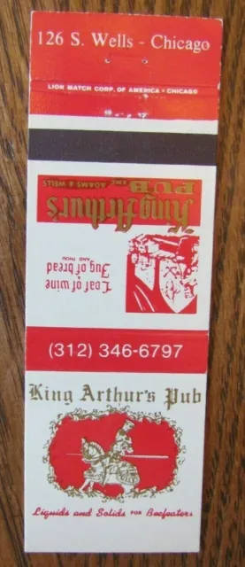 Knight On Matchbook Matchcover: King Arthur's Pub (Chicago, Illinois) -E13