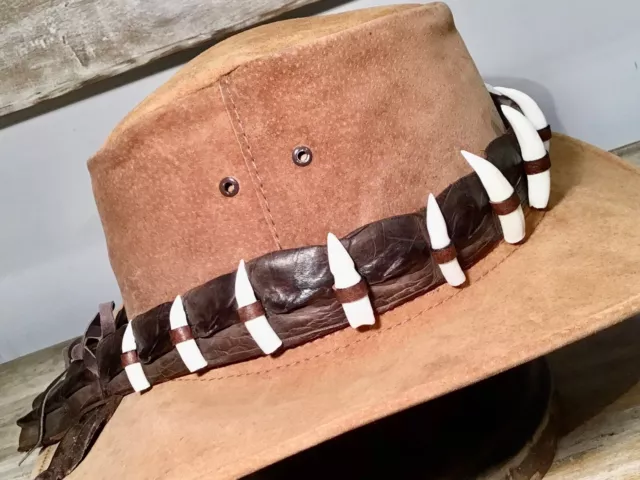 Hat band Australian made Genuine Crocodile leather17 real teeth HAT EXTRA Dundee
